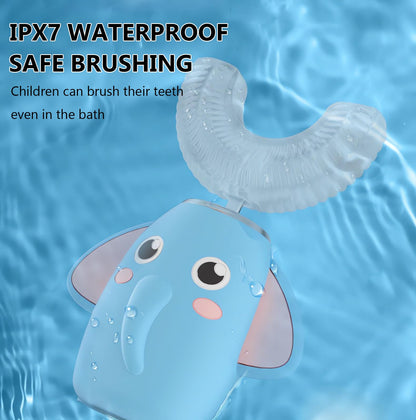 SNOWROSE Kids U-Shaped Electric Toothbrush | 2-12 Years | IPX7 Waterproof | 2 Brush Heads | 3 Modes | Pink