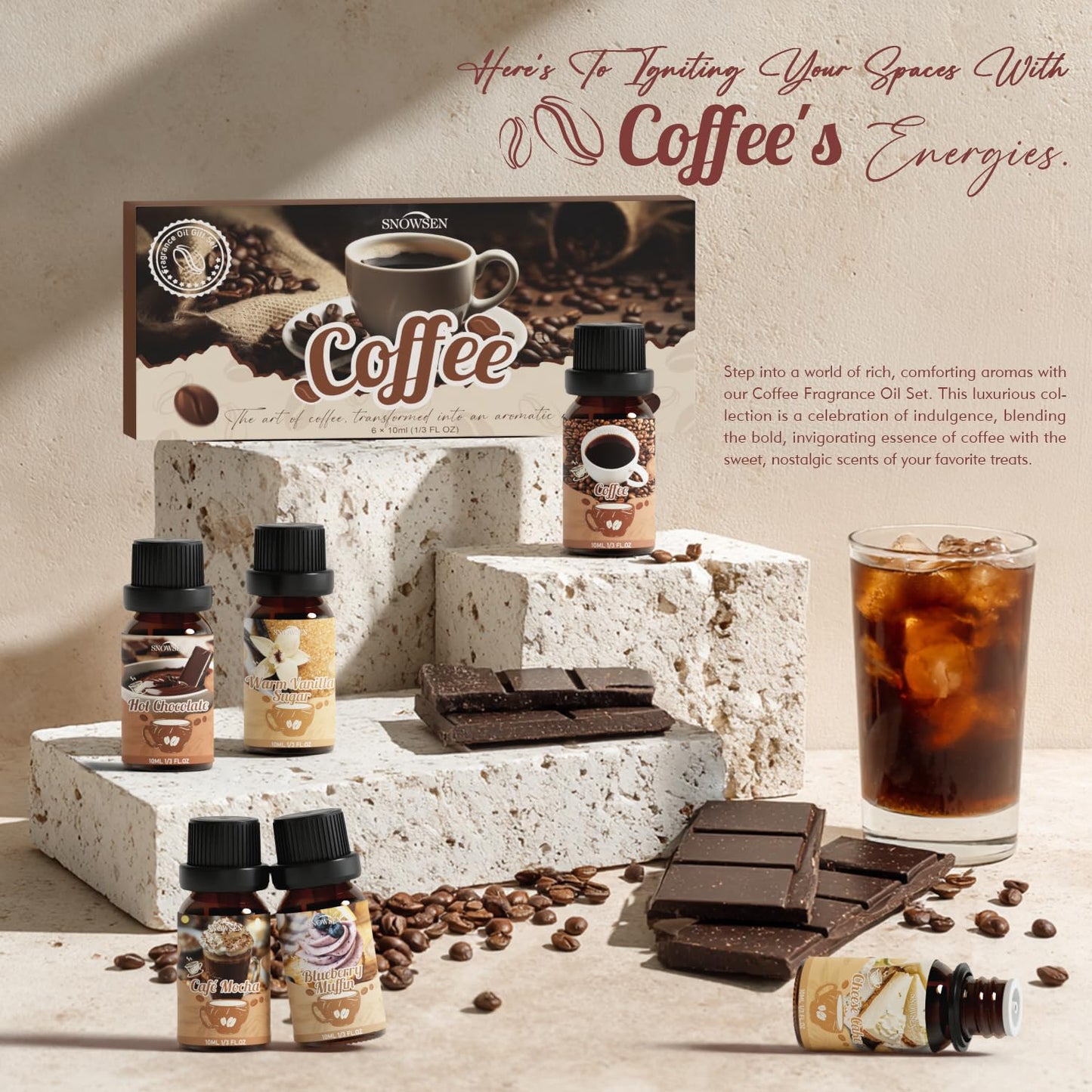 SNOWSEN Coffee Fragrance Oil Set | Premium Essential Oils for Diffusers, Candles & Soaps