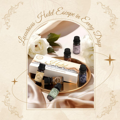 SNOWSEN Fragrance Oils Hotel Set – Santal, Luxury Night, White Tea & Thyme, Gardenia Bloom, Dream Walk, Citrus Amber – Diffuser, Candle & Soap Making
