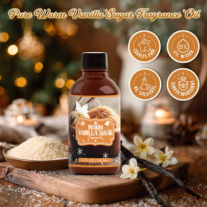 SNOWSEN Warm Vanilla Sugar Essential Oil 4 oz – Undiluted, Glass Dropper