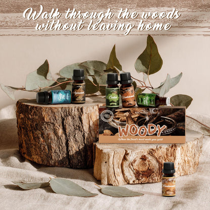 SNOWSEN Woody Essential Oil Set – 6 Pure Wood Scents for Diffusers
