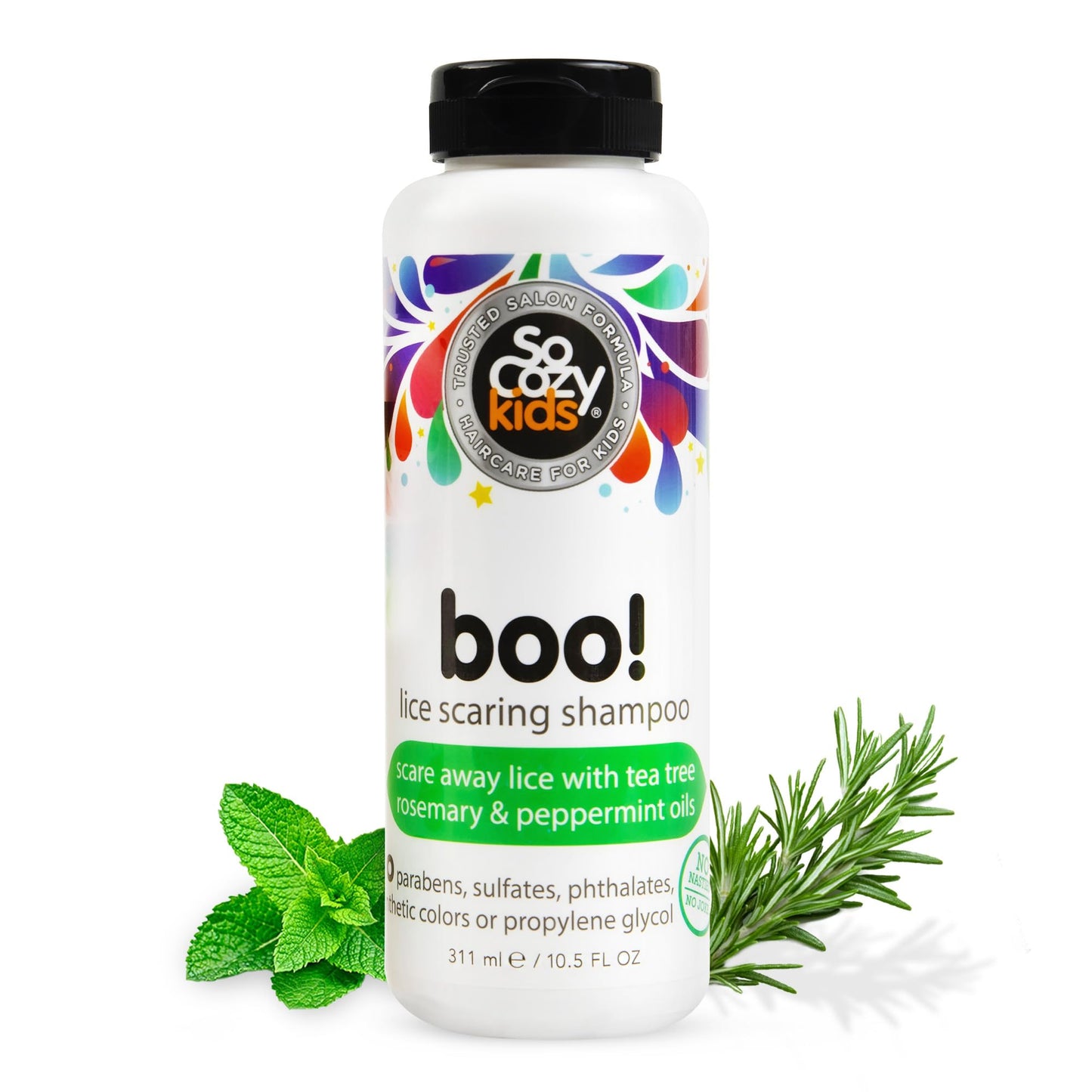 SO COZY Boo! Lice Shampoo for Kids – Tea Tree, Peppermint & Rosemary Oil Deterrent | 10.5 Fl Oz