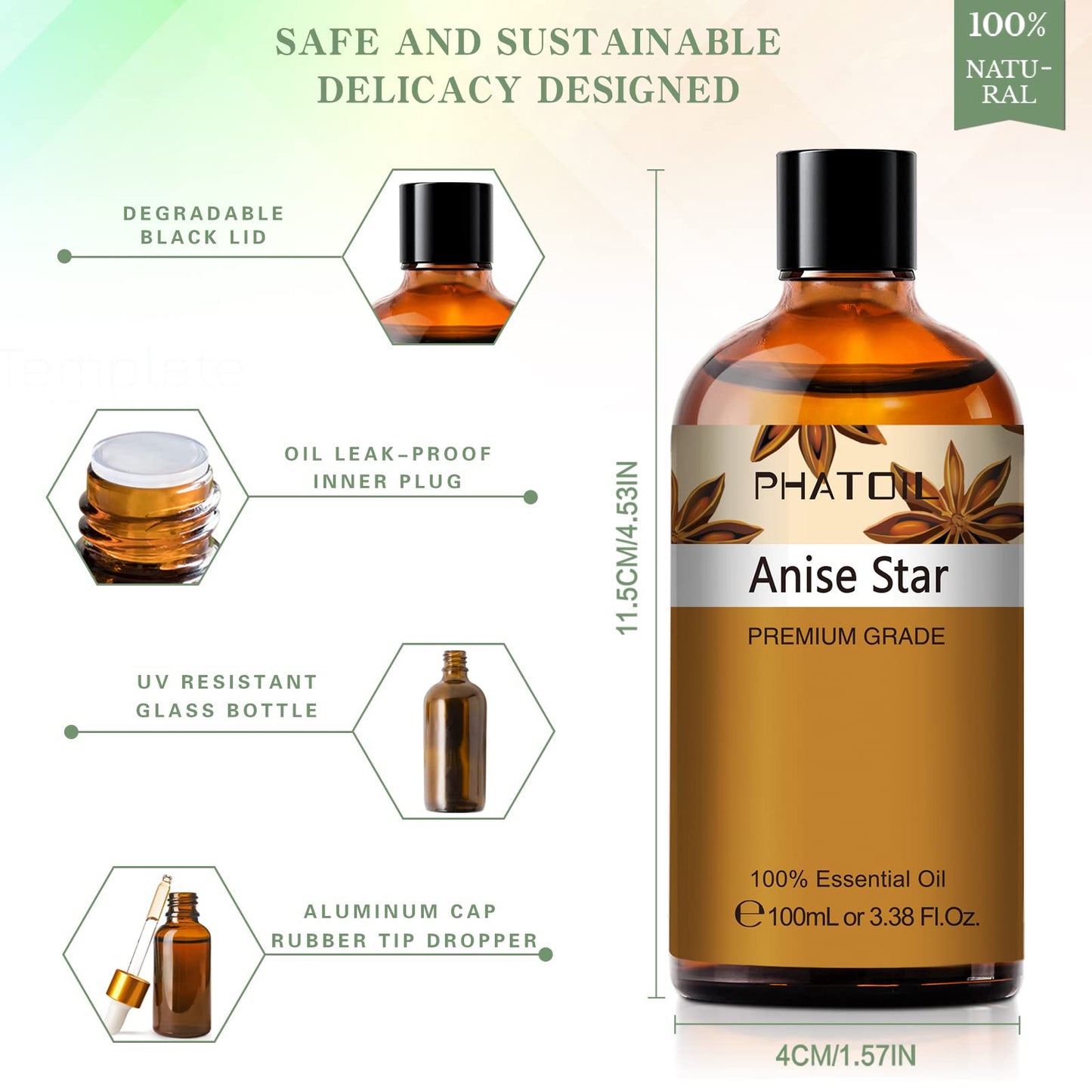 Anise Star Essential Oil 100ml | PHATOIL Aromatherapy for Diffuser & DIY