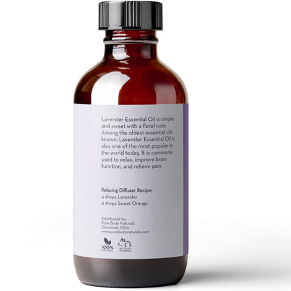Pure Body Naturals French Lavender Essential Oil Blend - 4 oz | Aromatherapy, Soap Making & DIY Skincare