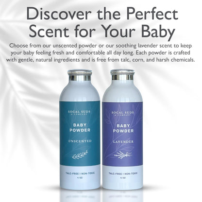 SoCal Suds & Company - Natural Baby Powder Talc-Free with Arrowroot, Kaolin & Aspen Bark (Lavender) - 4oz