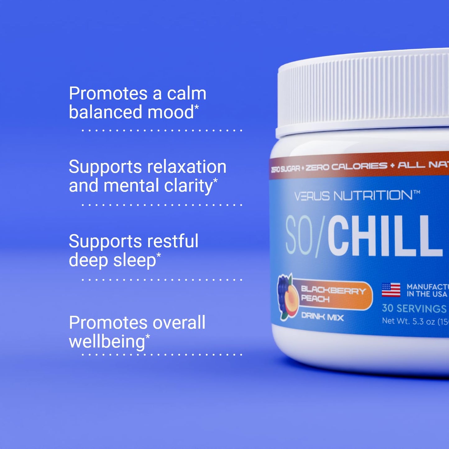VERUS NUTRITION SoChill Powdered Drink Mix – Tropical Drift (Blackberry Peach) | No Sugar | Relaxation & Mood Support