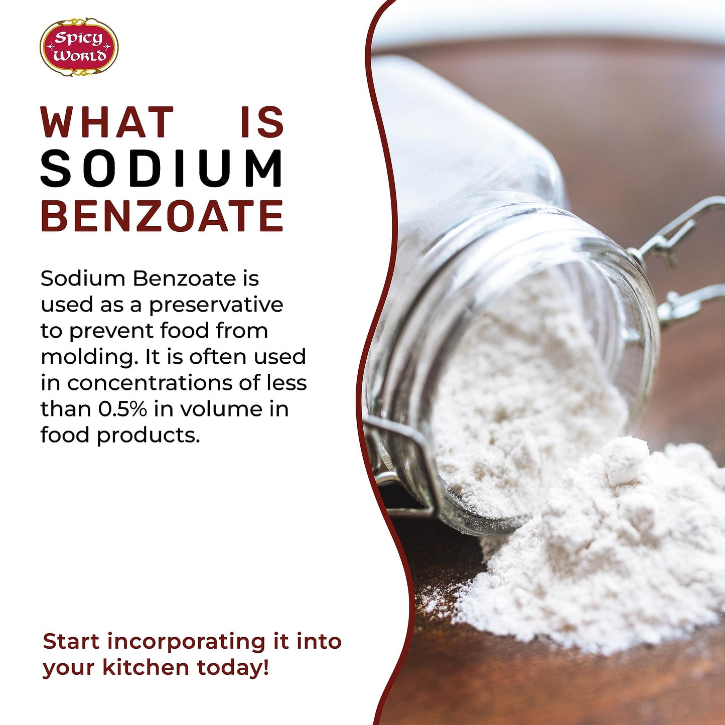 Spicy World Sodium Benzoate 5 LB (80 Oz) – 99% USP/FCC Grade, Additive & Preservative