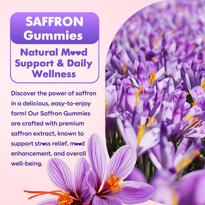 Softbear Saffron Gummies for Kids & Adults – 10-in-1 Organic Saffron, 88.5mg, Sugar Free, Non-GMO, Strawberry, 60 Count
