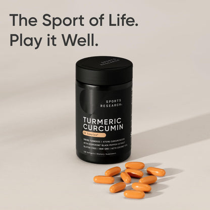 Sports Research Turmeric Curcumin C3 Complex with BioPerine - 60 Softgels, 95% Curcuminoids