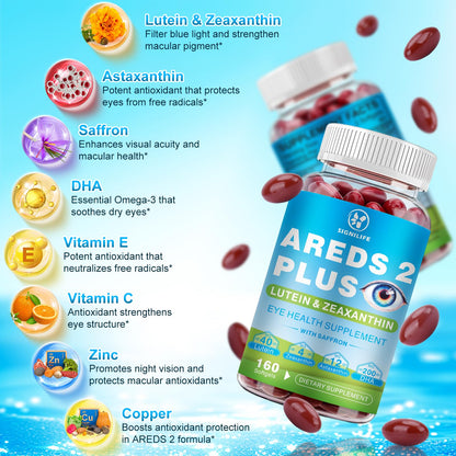 AREDS 2+ Eye Vitamins Softgels 160 Count | Lutein 40mg, Zeaxanthin 4mg