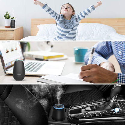 SOICARE Car Diffuser for Essential Oils – Portable USB Car Humidifier & Aromatherapy (Elegant Black)