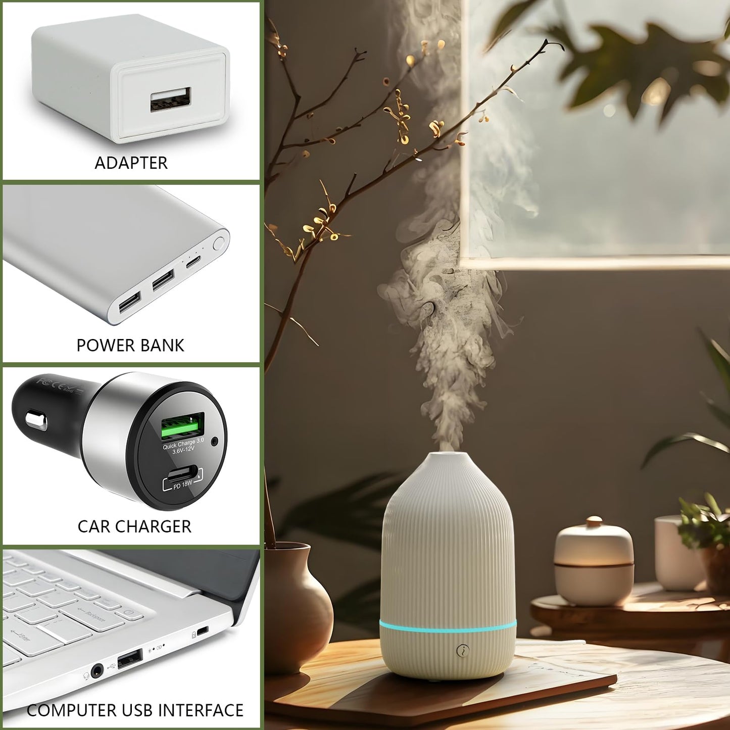 SOICARE 100ML Mini Essential Oil Diffuser — USB Powered, 7 Color LED
