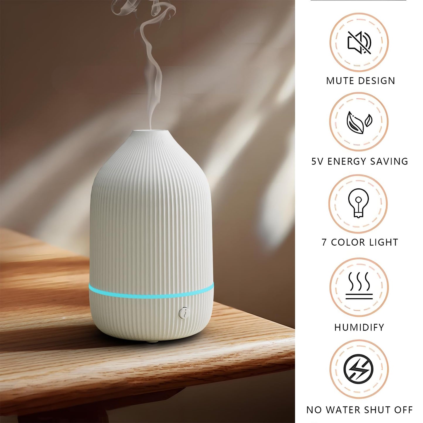 SOICARE 100ML Mini Essential Oil Diffuser — USB Powered, 7 Color LED