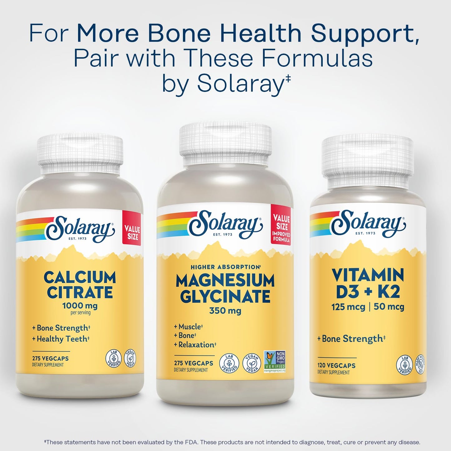 SOLARAY Magnesium Glycinate Capsules | Chelated Magnesium Bis Glycinate with BioPerine for Higher Absorption | Vegan, 275 VegCaps, 68 Servings