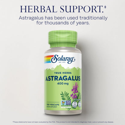 Solaray Astragalus Root 400mg – 100 Servings, Vegan, Non-GMO | Traditional Herbal Support