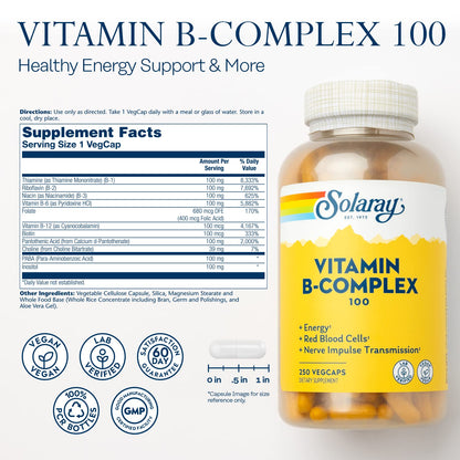 Solaray B-Complex 100-250 Capsule | Health & Beauty - Vegan & Lab Verified