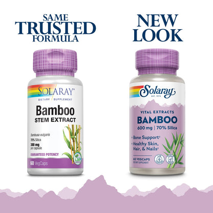 SOLARAY Bamboo Stem Extract 600mg | Hair, Skin, Nails, Bones & Connective Tissue Support | Non-GMO, Vegan & Lab Verified | 60 VegCaps