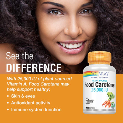 SOLARAY Beta Carotene 25,000 IU | Vitamin A Carotenoids for Skin, Eyes & Immune Support