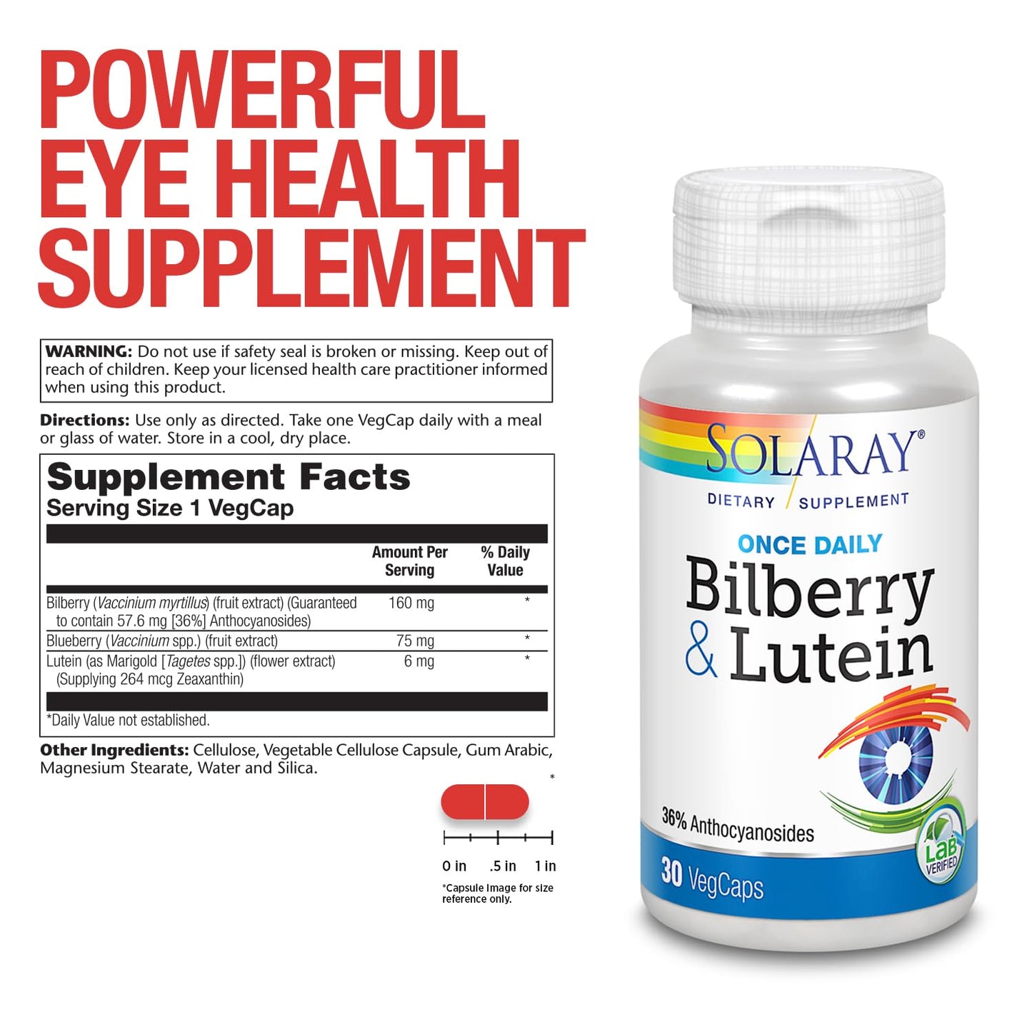 SOLARAY One Daily Bilberry & Lutein Supplement - 30 Count