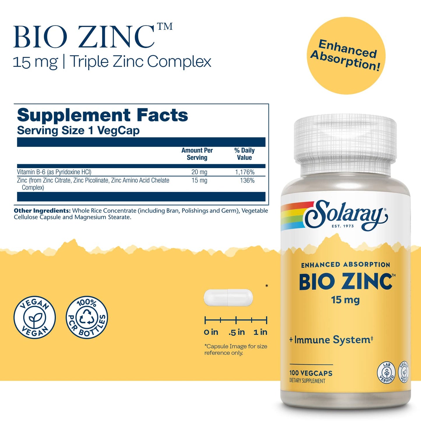 Solaray Bio Zinc 15 mg – Triple Zinc Complex | Immune & Cellular Support