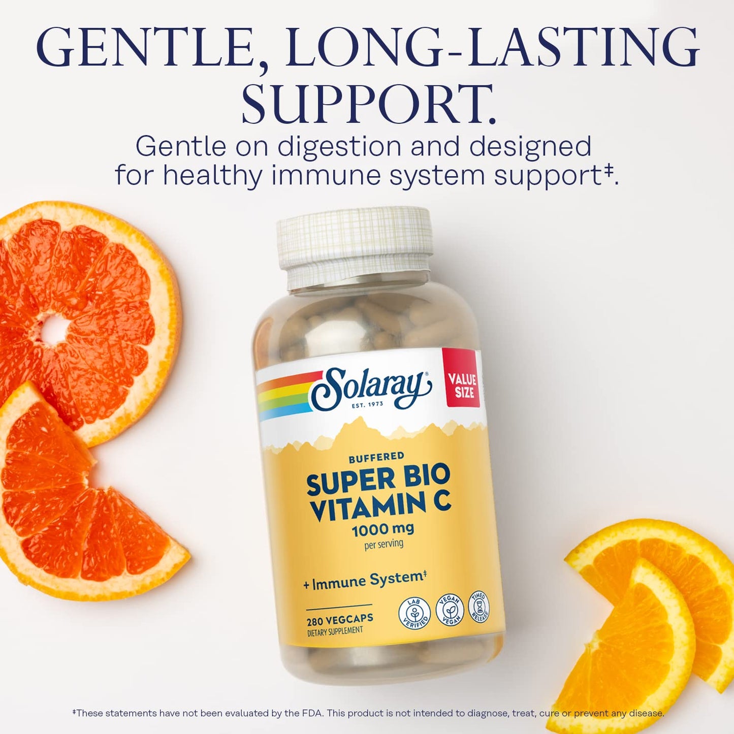 Solaray Vitamin C 1000mg - Two-Stage Timed Release with Bioflavonoids, Vegan