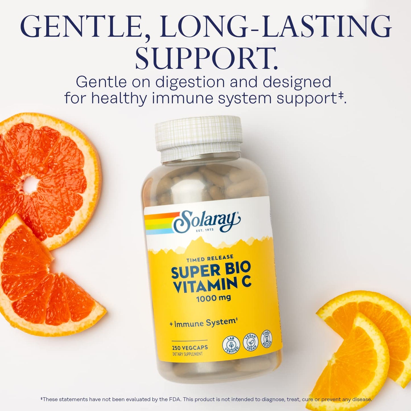 SOLARAY Super Bio Vitamin C 1000mg - Buffered, Two-Stage Release, Immune Support, Vegan