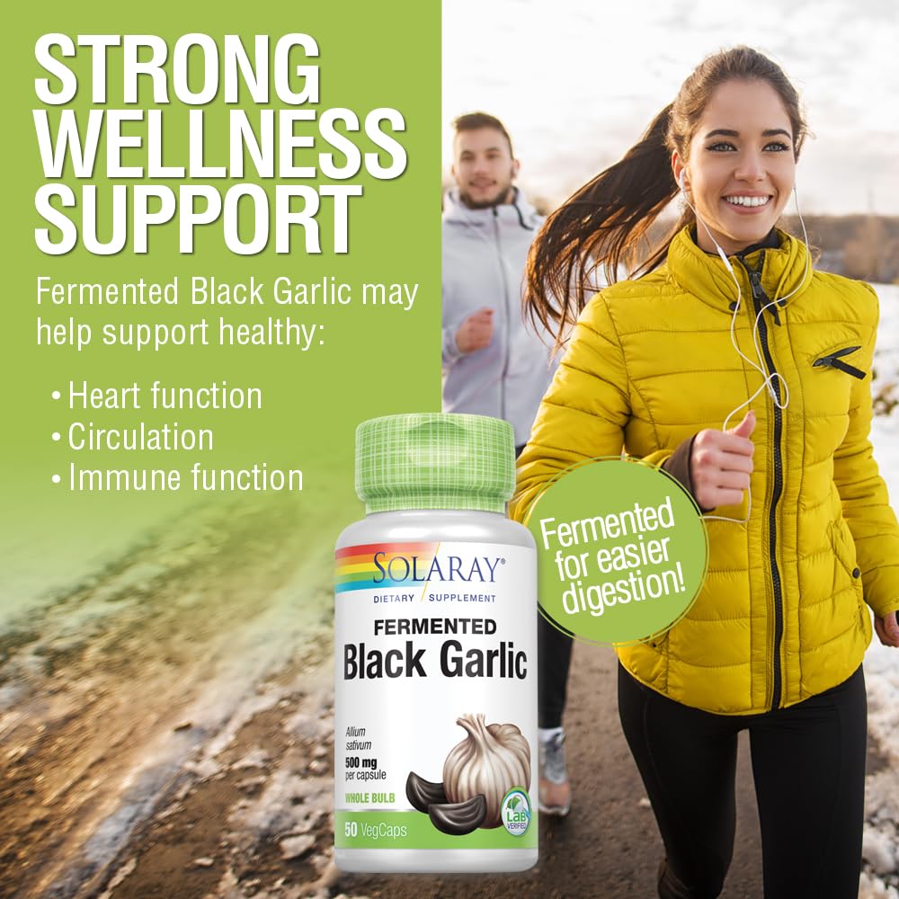 SOLARAY Black Garlic 500 mg – Fermented for Easy Digestion