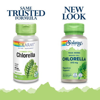 SOLARAY Broken Cell Chlorella 410 mg – 100 VegCaps | Non-GMO Superfood