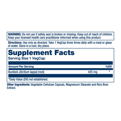 SOLARAY Burdock Root 425 mg – Liver, Kidney, Digestive & Joint Support | Non-GMO | 100 VegCaps
