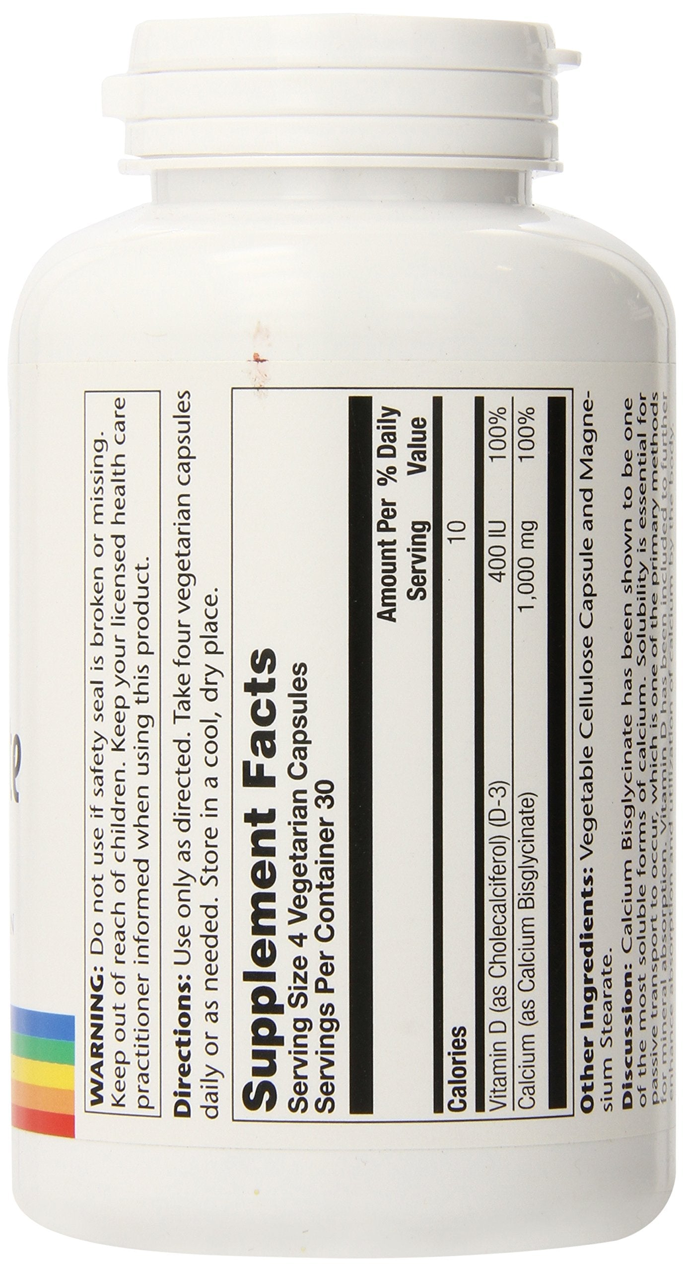 Solaray Calcium Bisglycinate 1000mg with Vitamin D-3 | Chelated Calcium for Strong Bones