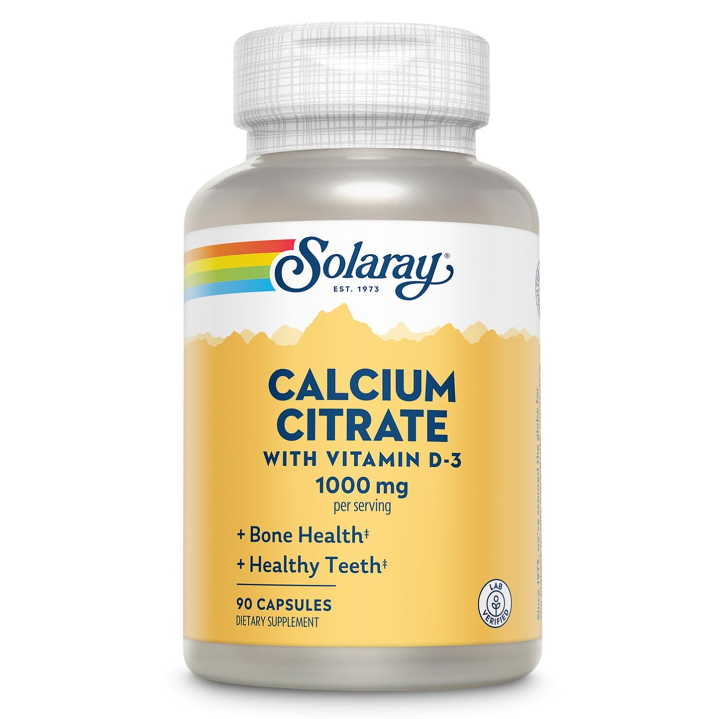 Solaray Calcium Citrate with Vitamin D3 1000mg – Bone & Teeth Support | 90 Capsules, 15 Servings, 60-Day Guarantee