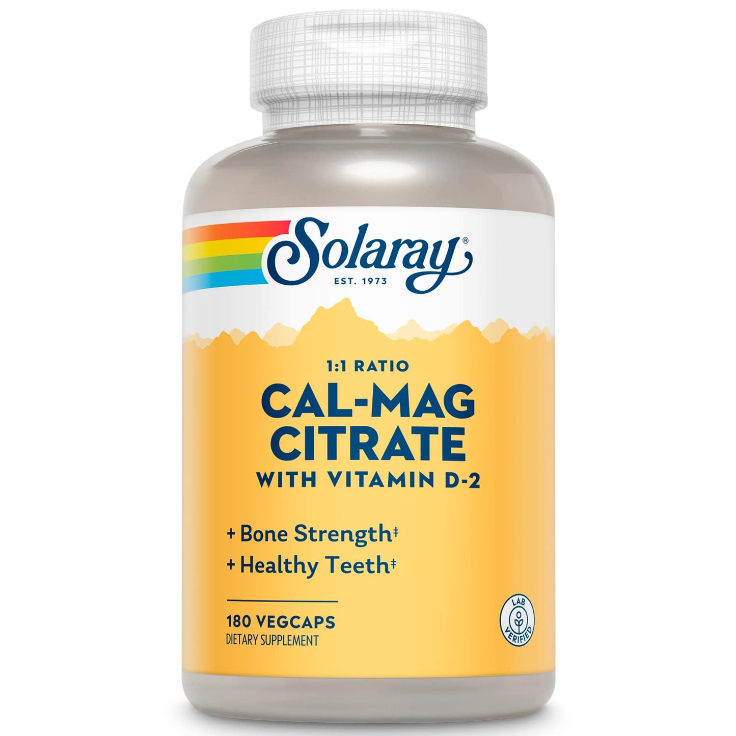 SOLARAY Calcium Magnesium Citrate 1:1 with Vitamin D - 180 VegCaps