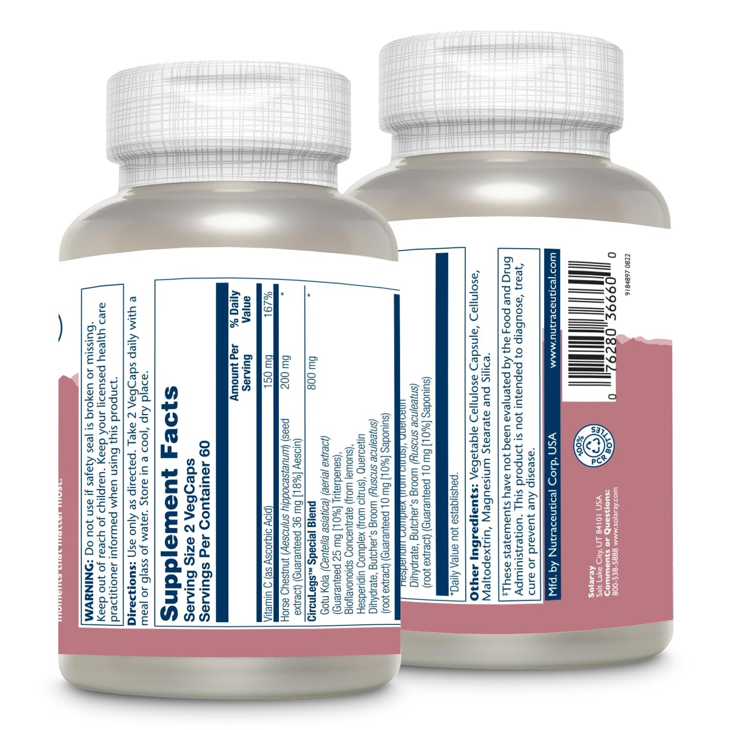 SOLARAY CircuLegs – Vein Support with Horse Chestnut, Gotu Kola & Butcher's Broom