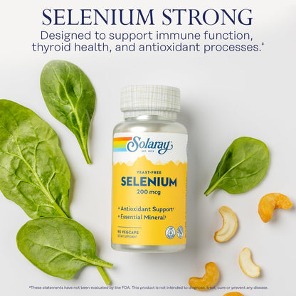 Solaray Selenium 200mcg Yeast-Free – Thyroid & Immune Support, 90 VegCaps