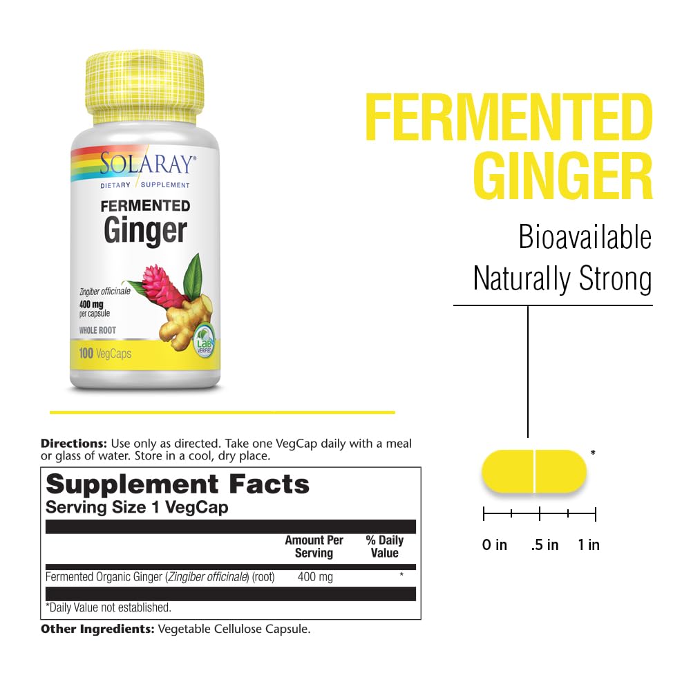 SOLARAY Fermented Ginger Root 400mg | 100 VegCaps