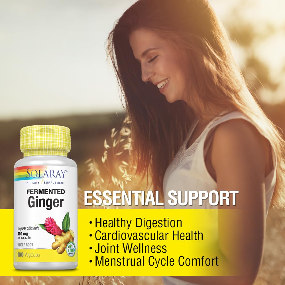 SOLARAY Fermented Ginger Root 400mg | 100 VegCaps