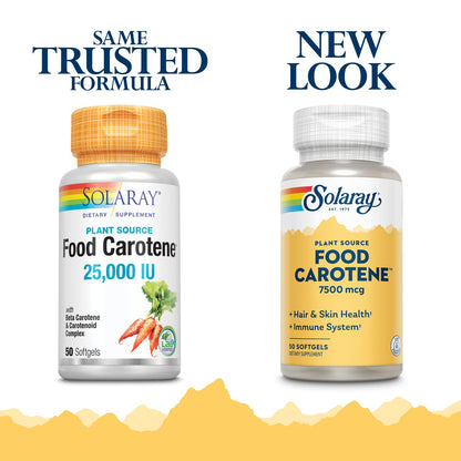 SOLARAY Food Carotene – 25,000 IU Vitamin A (Beta Carotene) for Skin, Eyes & Immunity | 50 Count