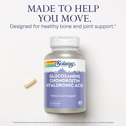 SOLARAY Glucosamine Chondroitin Hyaluronic Acid 1500/1000/20mg – 90 Capsules