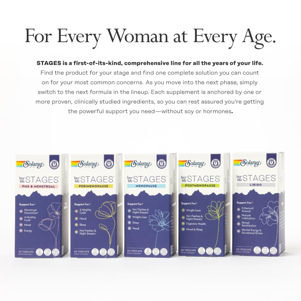 SOLARAY Libido Life Stages – Natural Lubrication & Libido Support for Women | Shatavari, Fenugreek, Ashwagandha | 60 VegCaps