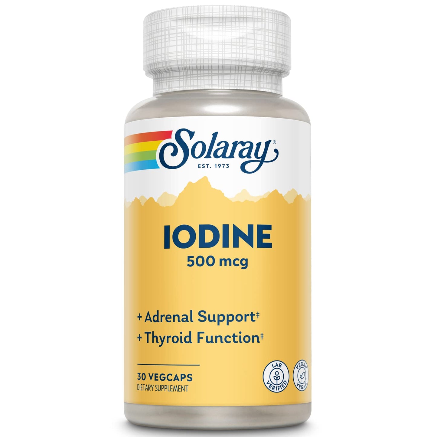 Solaray Iodine 500 mcg – Thyroid & Adrenal Support, Energy & Metabolism (Vegan, 30 Servings)