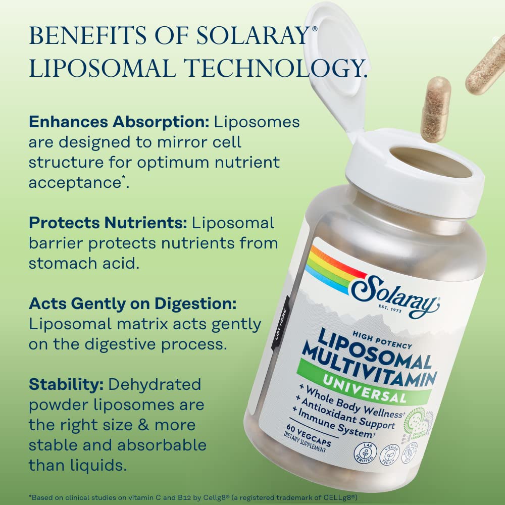 SOLARAY Liposomal Multivitamin for Men & Women | High Potency, Enhanced Absorption, 30 Servings, 60 VegCaps
