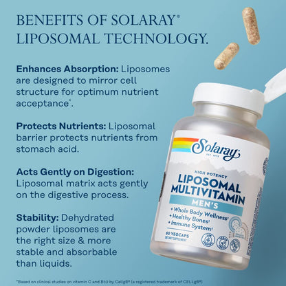 SOLARAY Liposomal Multivitamin for Men – Enhanced Absorption, Immune & Energy Support, Vegan & Soy Free, 60 Servings