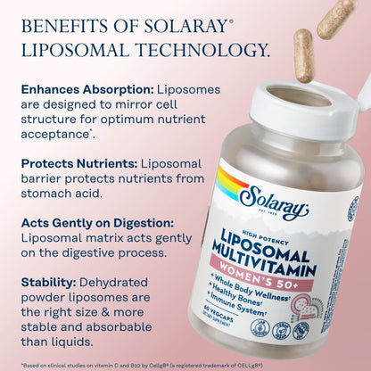 SOLARAY Liposomal Multivitamin for Women 50+ | Enhanced Absorption, Immune Support