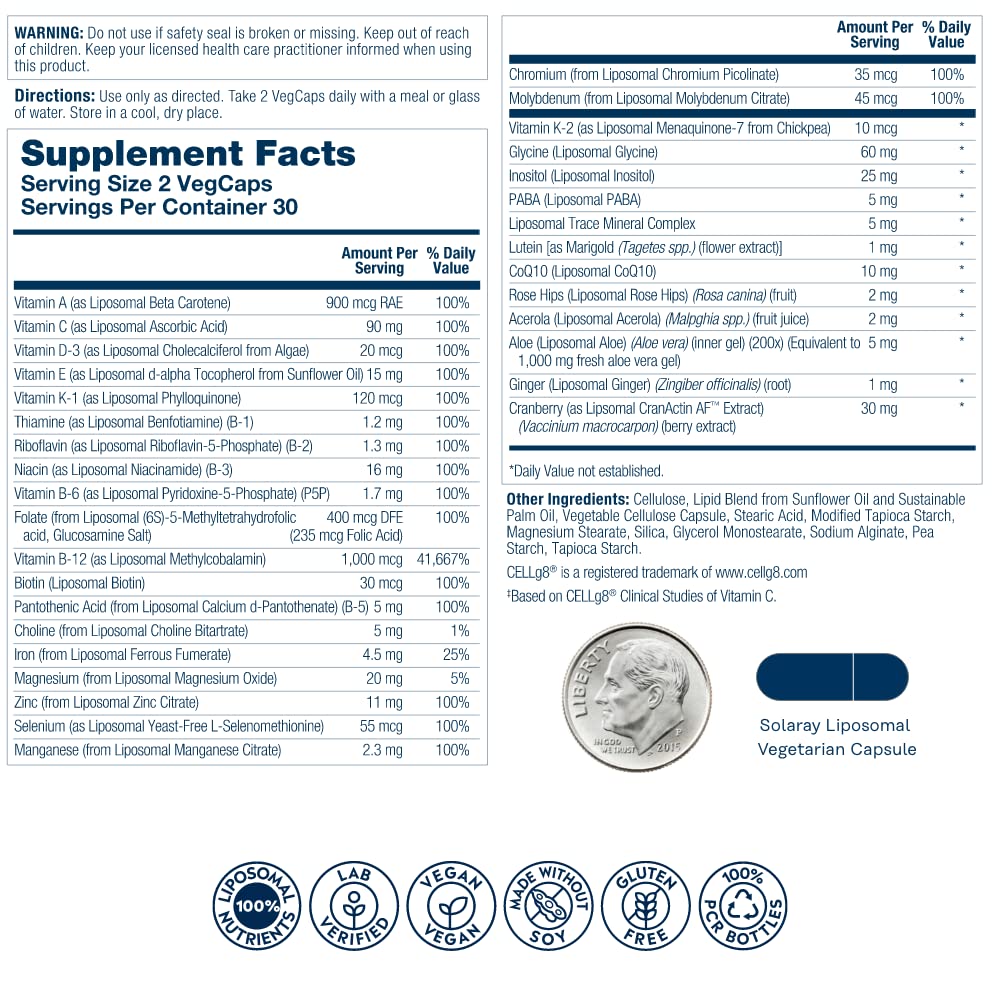 SOLARAY Liposomal Multivitamin for Women 50+ | Enhanced Absorption, Immune Support