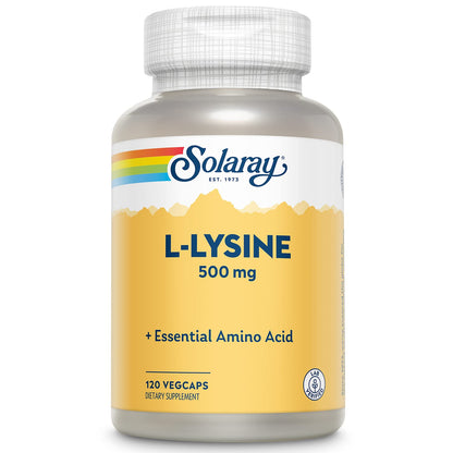 SOLARAY L-Lysine 500 mg Capsules – Free-Form Essential Amino Acid Supplement