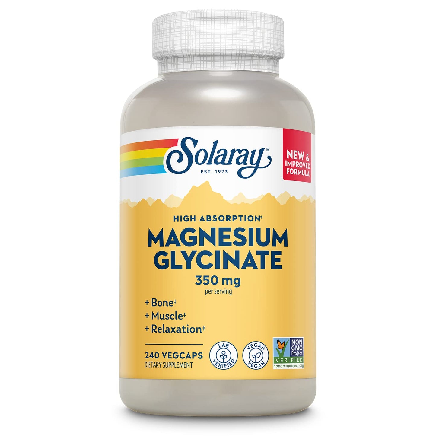 Solaray Magnesium Glycinate with BioPerine – Fully Chelated Bisglycinate, High Absorption, 60 Servings, 240 VegCaps