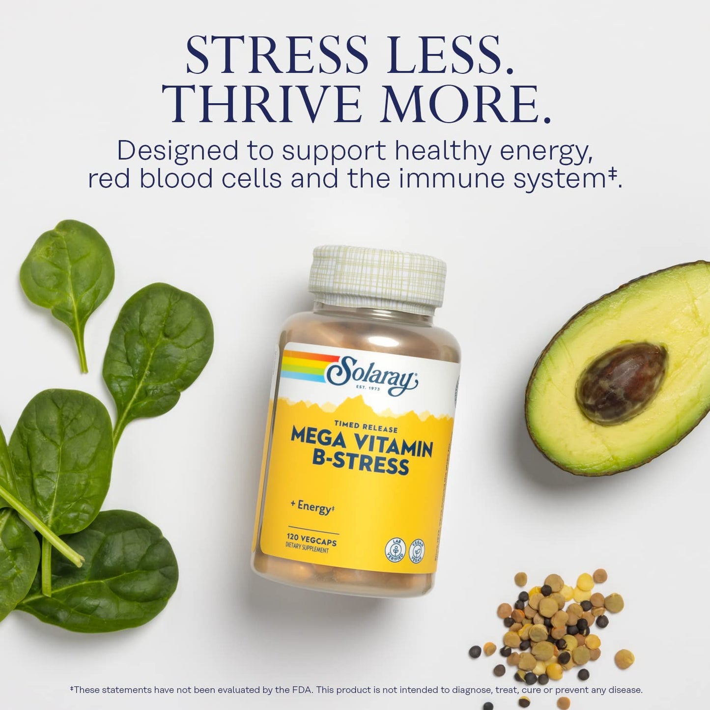 SOLARAY Mega Vitamin B-Stress – Timed-Release B-Complex + 1000 mg Vitamin C