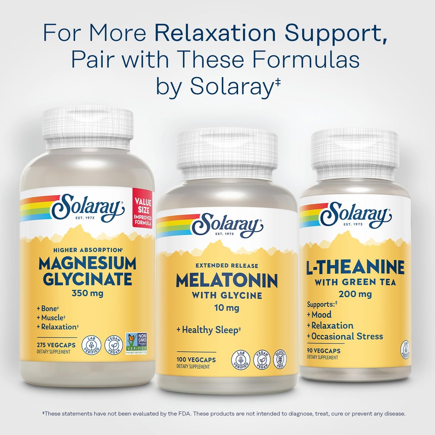 SOLARAY Melatonin 10mg with Glycine – Extended Release Sleep Support, Vegan & Gluten Free | 100 Servings, 100 VegCaps