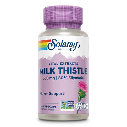 SOLARAY Milk Thistle Seed Extract 350 mg – 80% Silymarin | Vegan Liver Support, 60 VegCaps