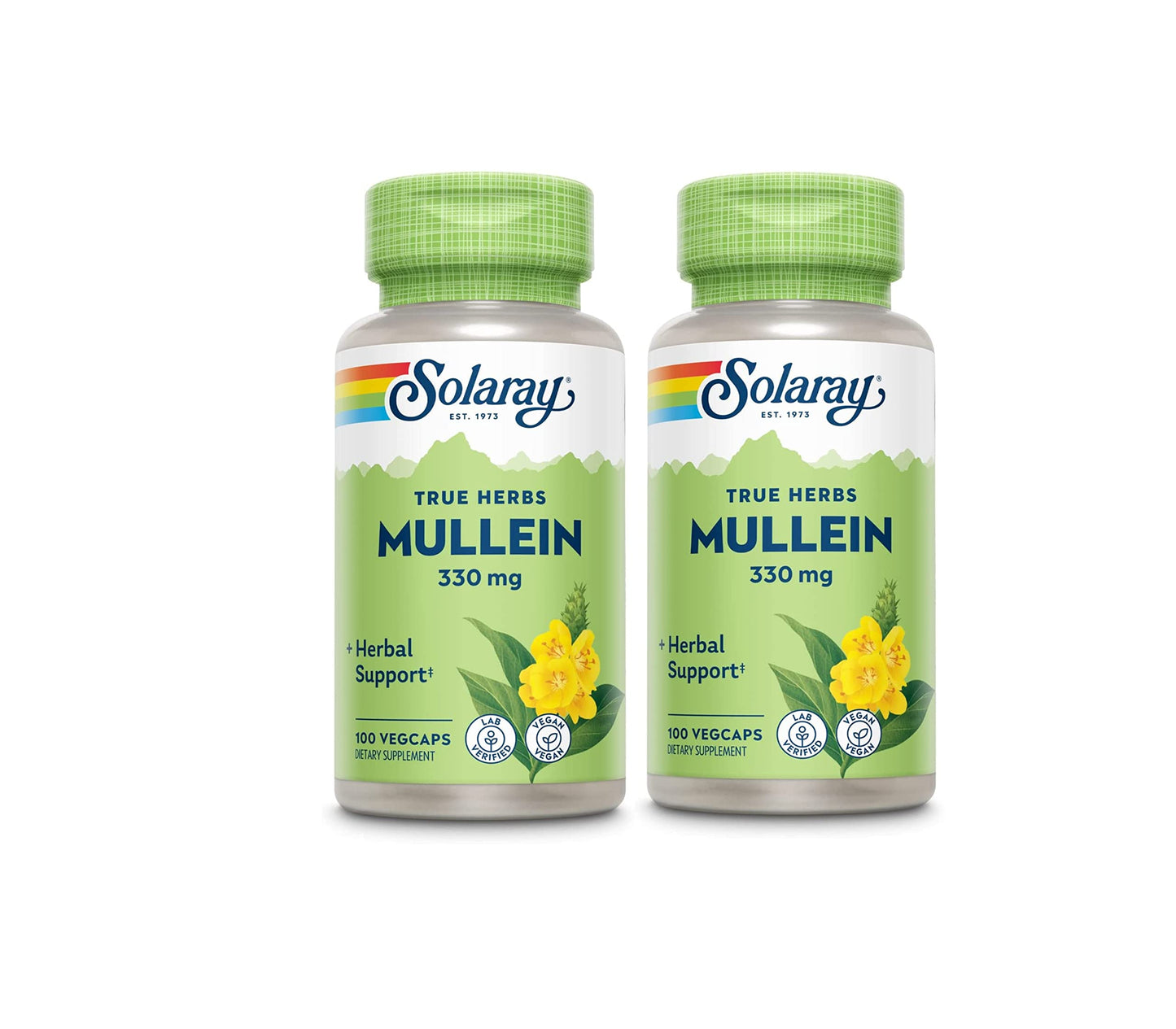 SOLARAY Mullein Leaf 330mg – Respiratory Support, Vegan, 100 Servings (Pack of 2)